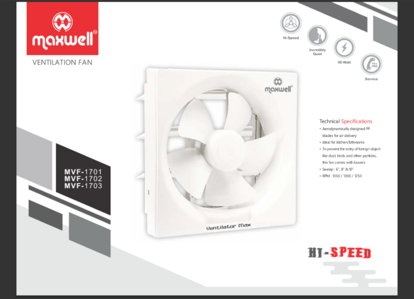 Maxwell MVF-1701 / MVF-1702 / MVF-1703 Ventilation Fan